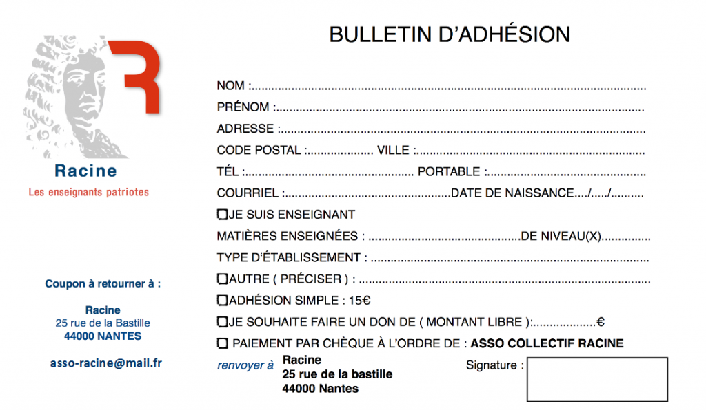 BULLETIN ADHESION AVEC MAIL