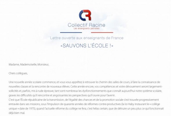 Lettre ouverte aux enseignants de France